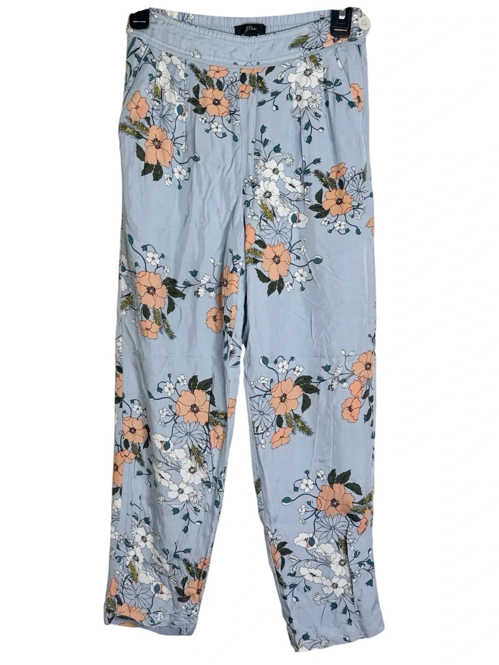 J.Crew High-rise pajama style pastel pants in garden floral cottagecore size 00
